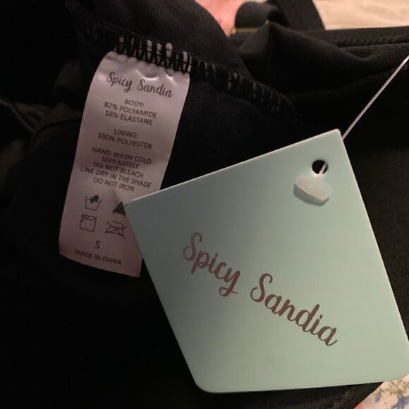 New! Spicy Sandia Black Ruched One Piece Sz S - Picture 7 of 8